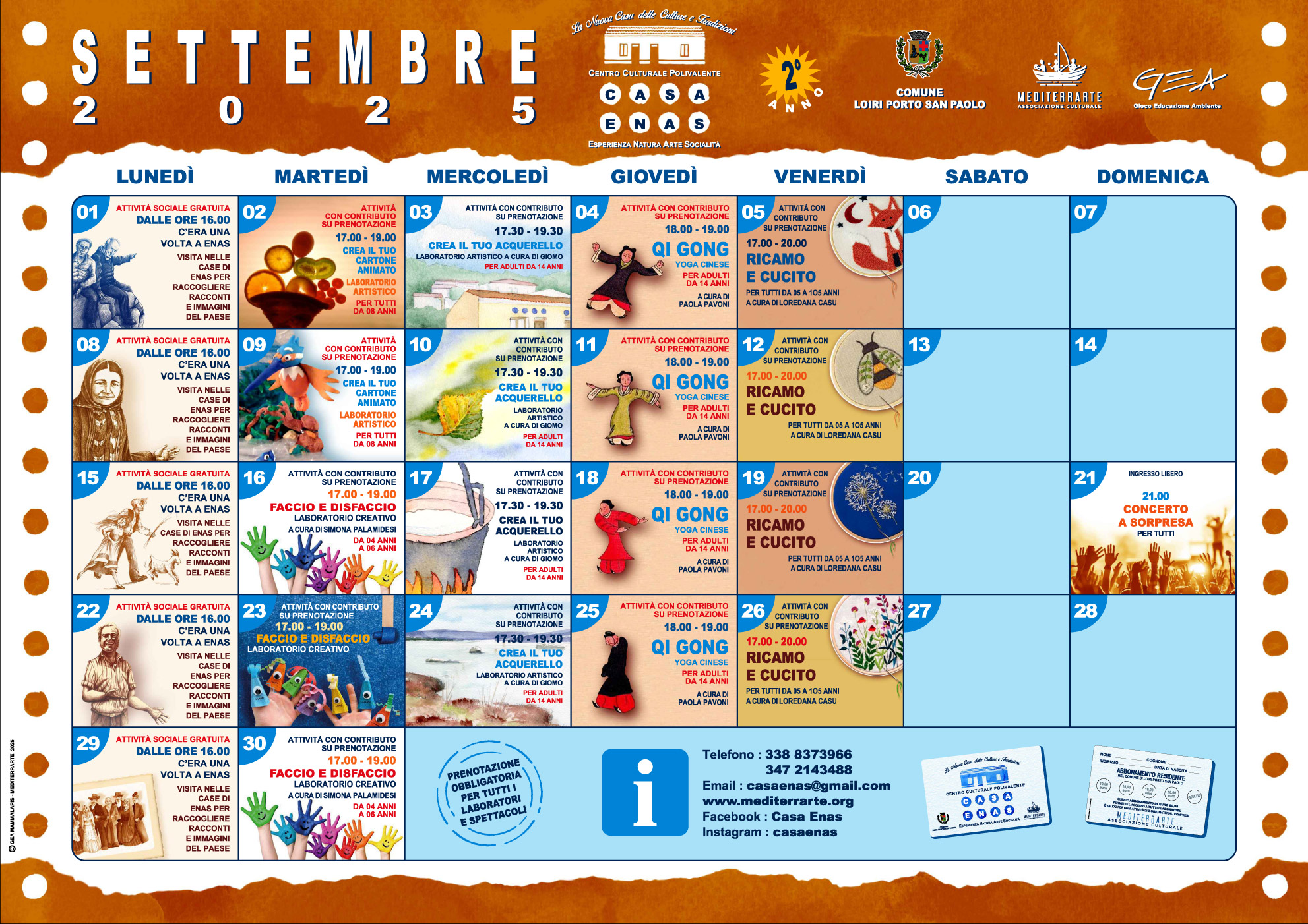 Calendario Casa Enas Settembre 2025 Calendario Casa Enas Settembre 2025