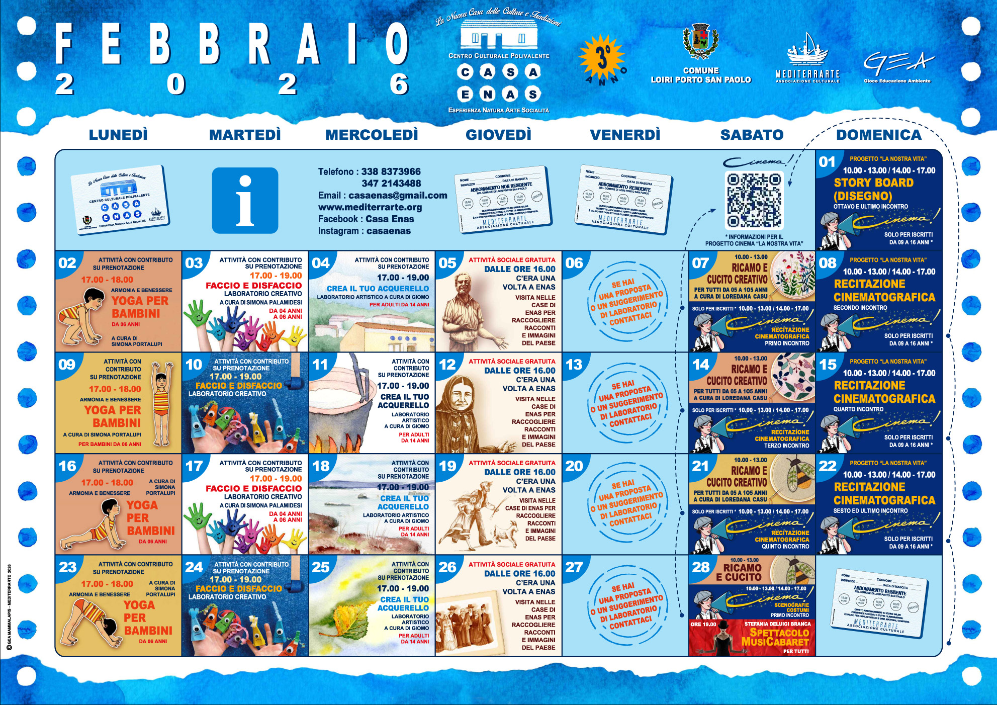 Calendario Casa Enas Febbraio 2026