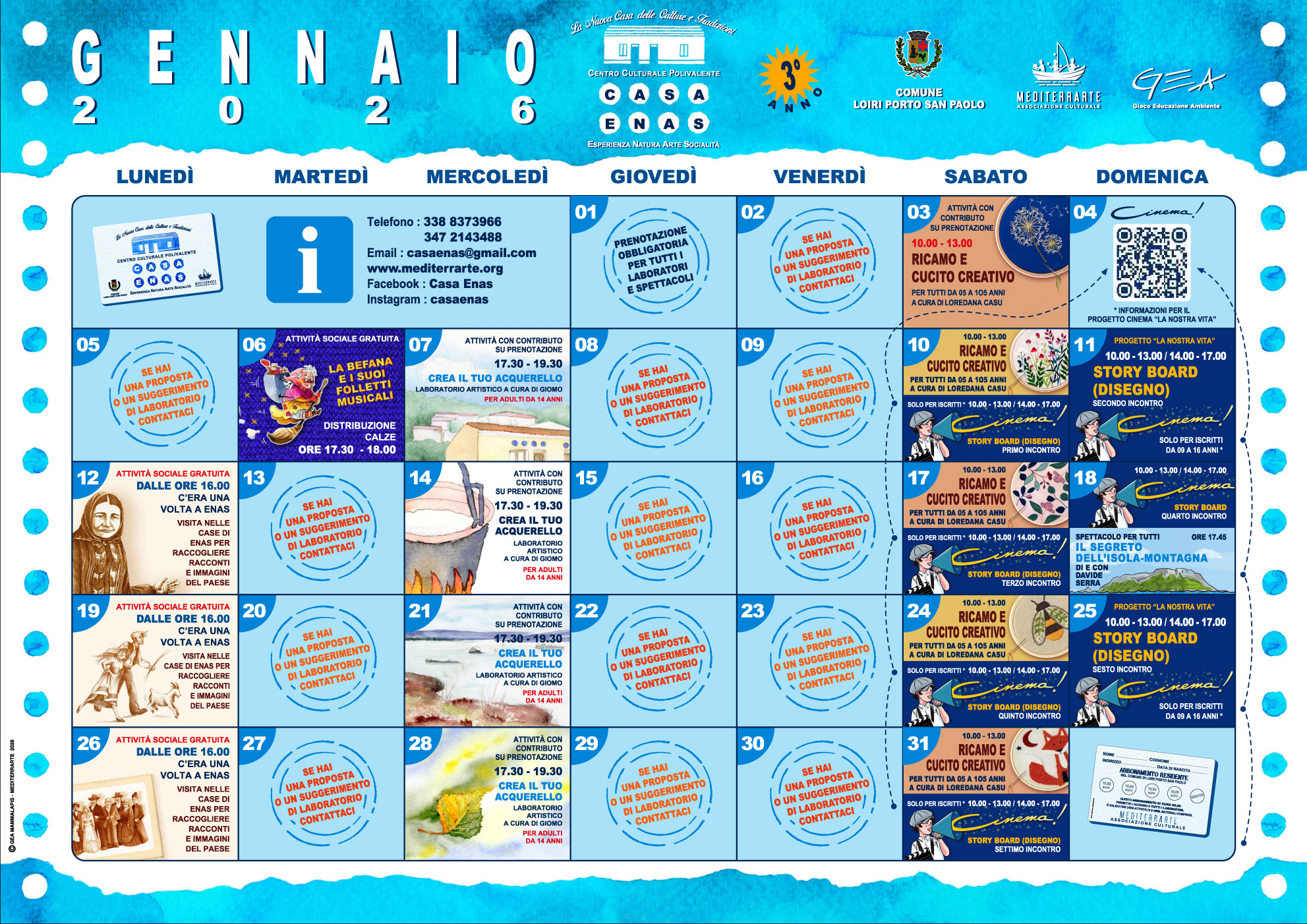 Calendario Casa Enas Gennaio 2026