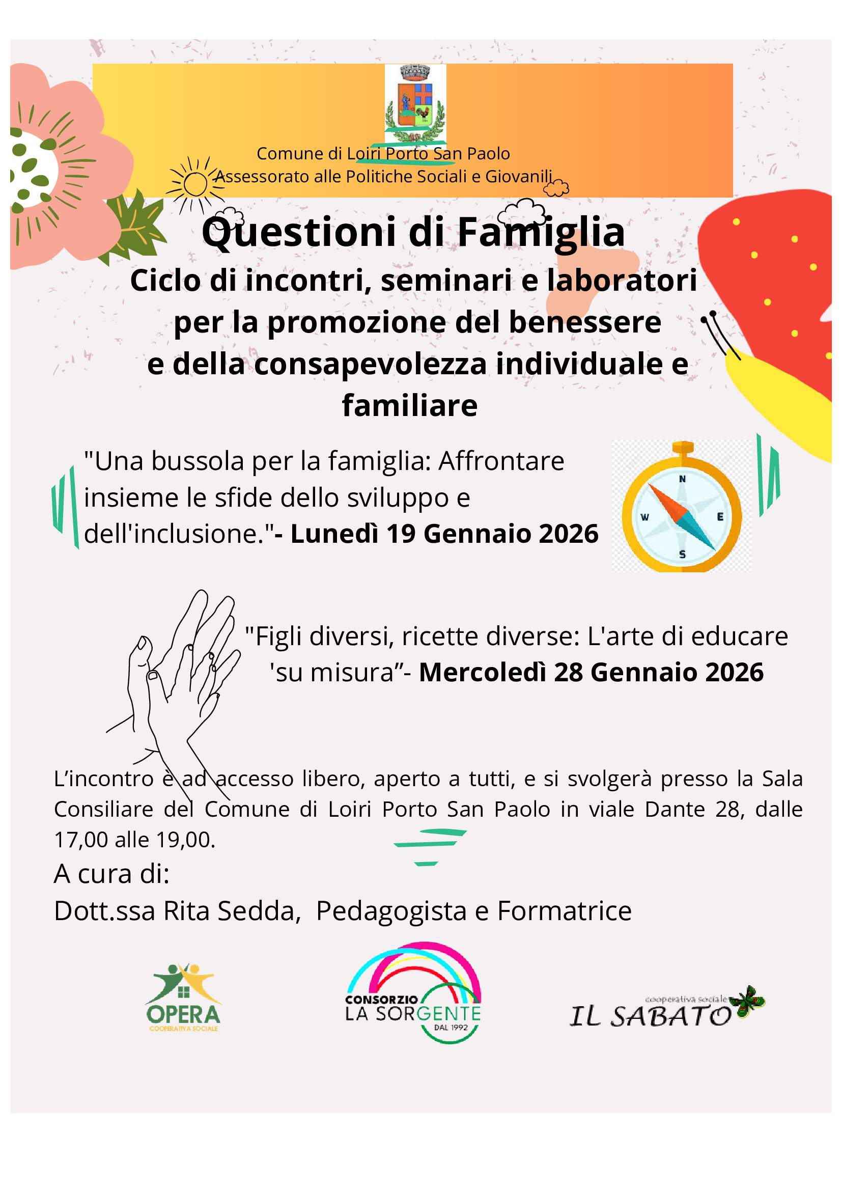 Locandina incontri 19 28 gennaio 2025 Questioni di Famiglia