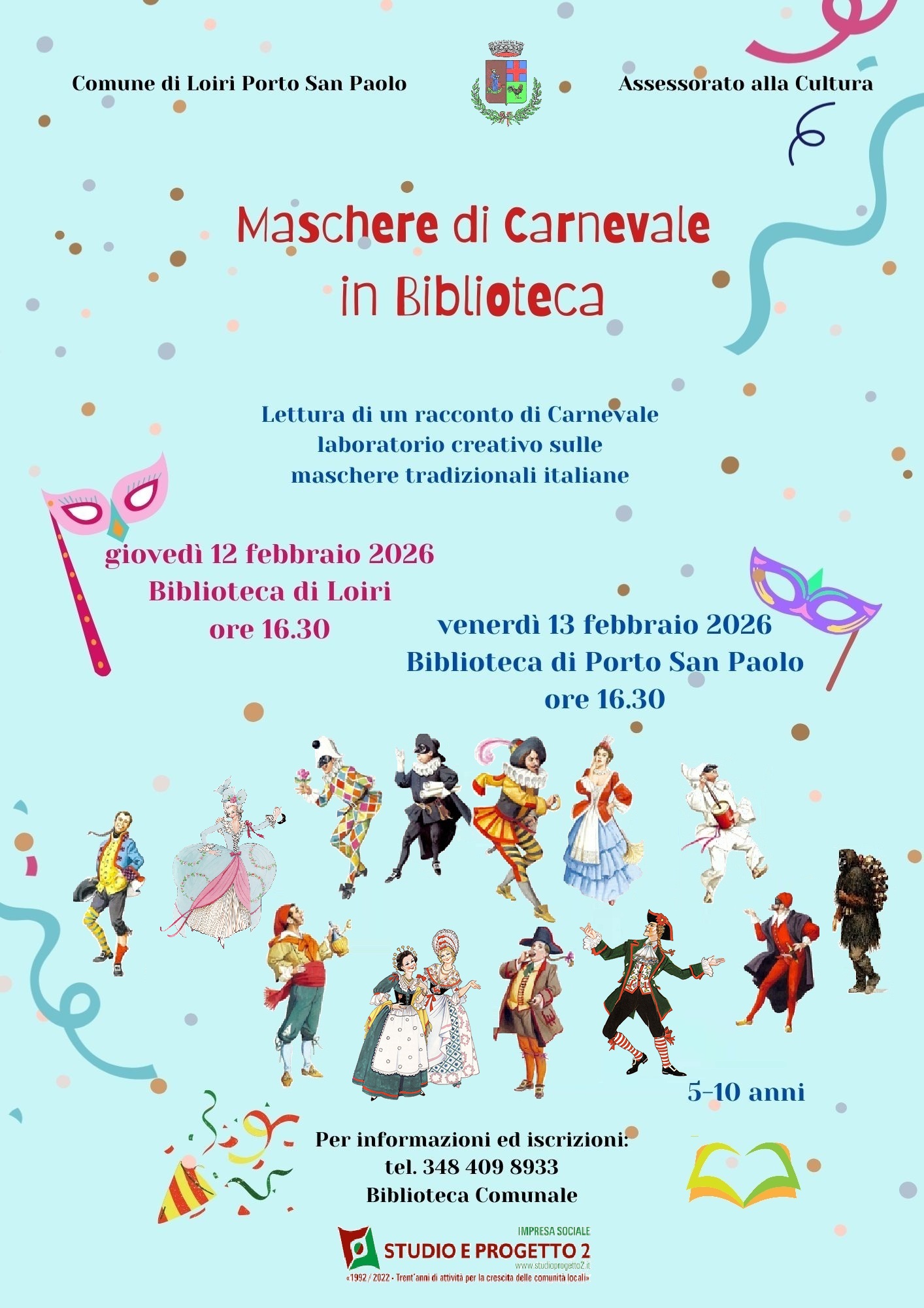 Locandina Maschere in Biblioteca 2026