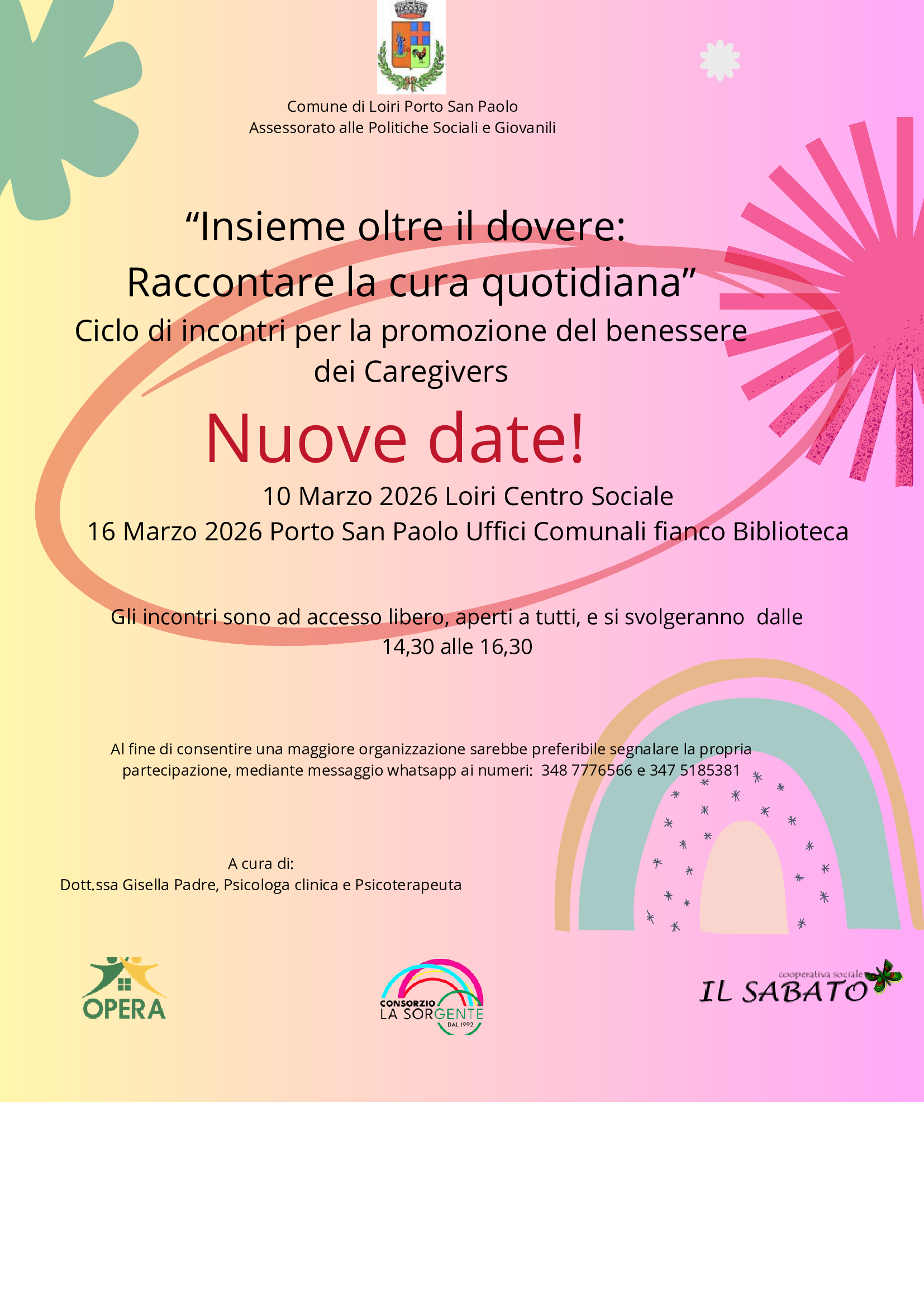 Locandina incontri caregivers marzo 2026