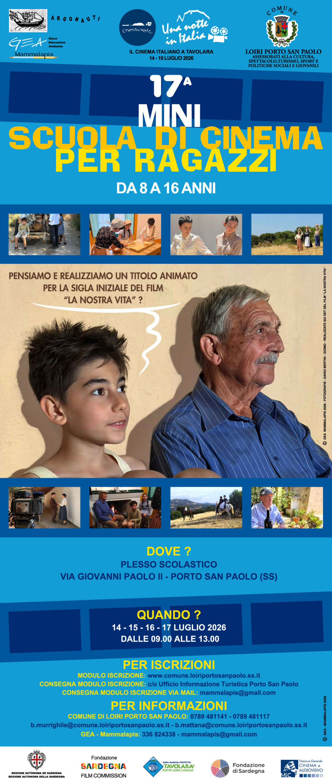 Locandina Scuola di Cinema Tavolara 2026