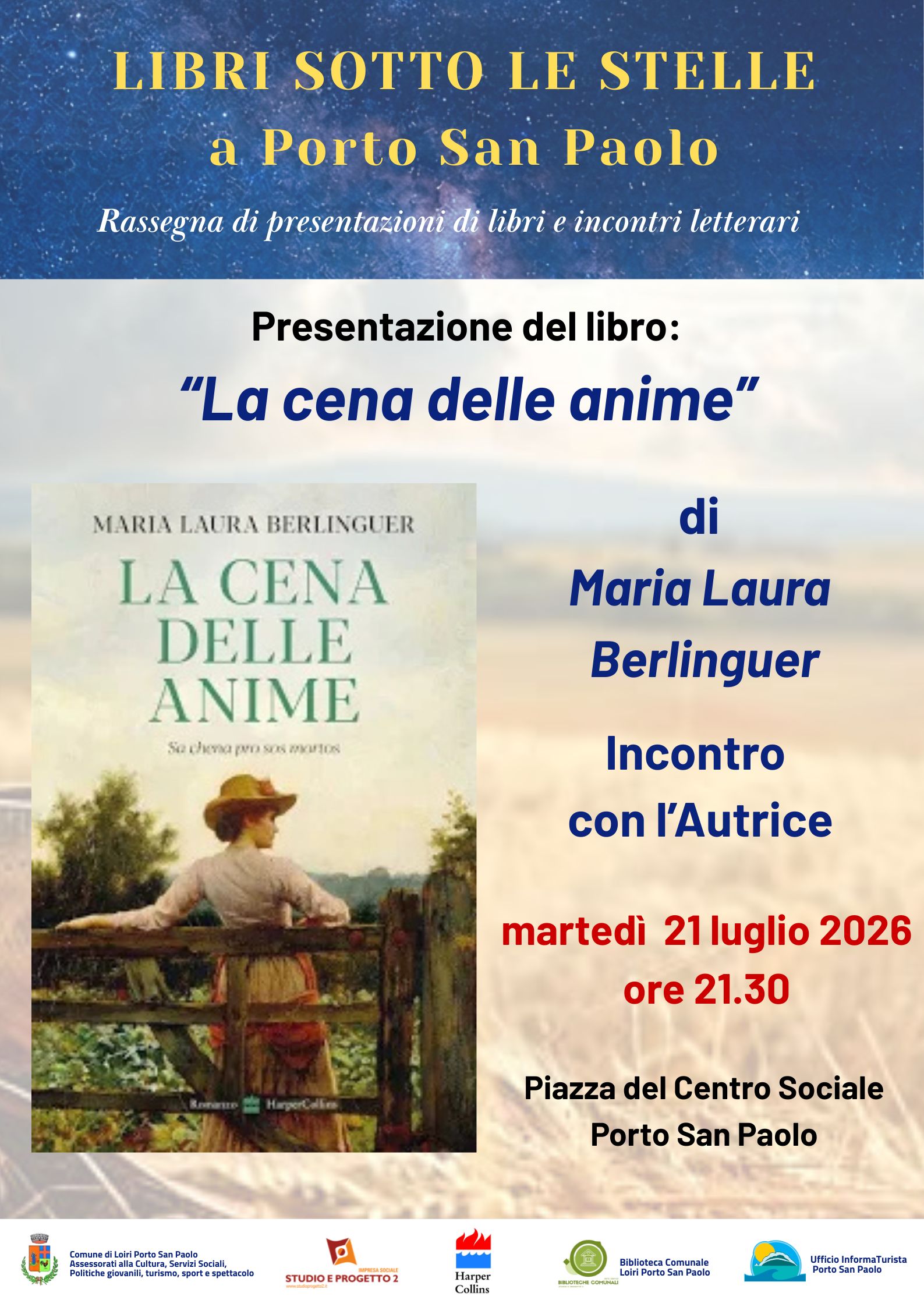 Locandina presentazione libro 21 luglio 2026 Maria Laura Berlinguer