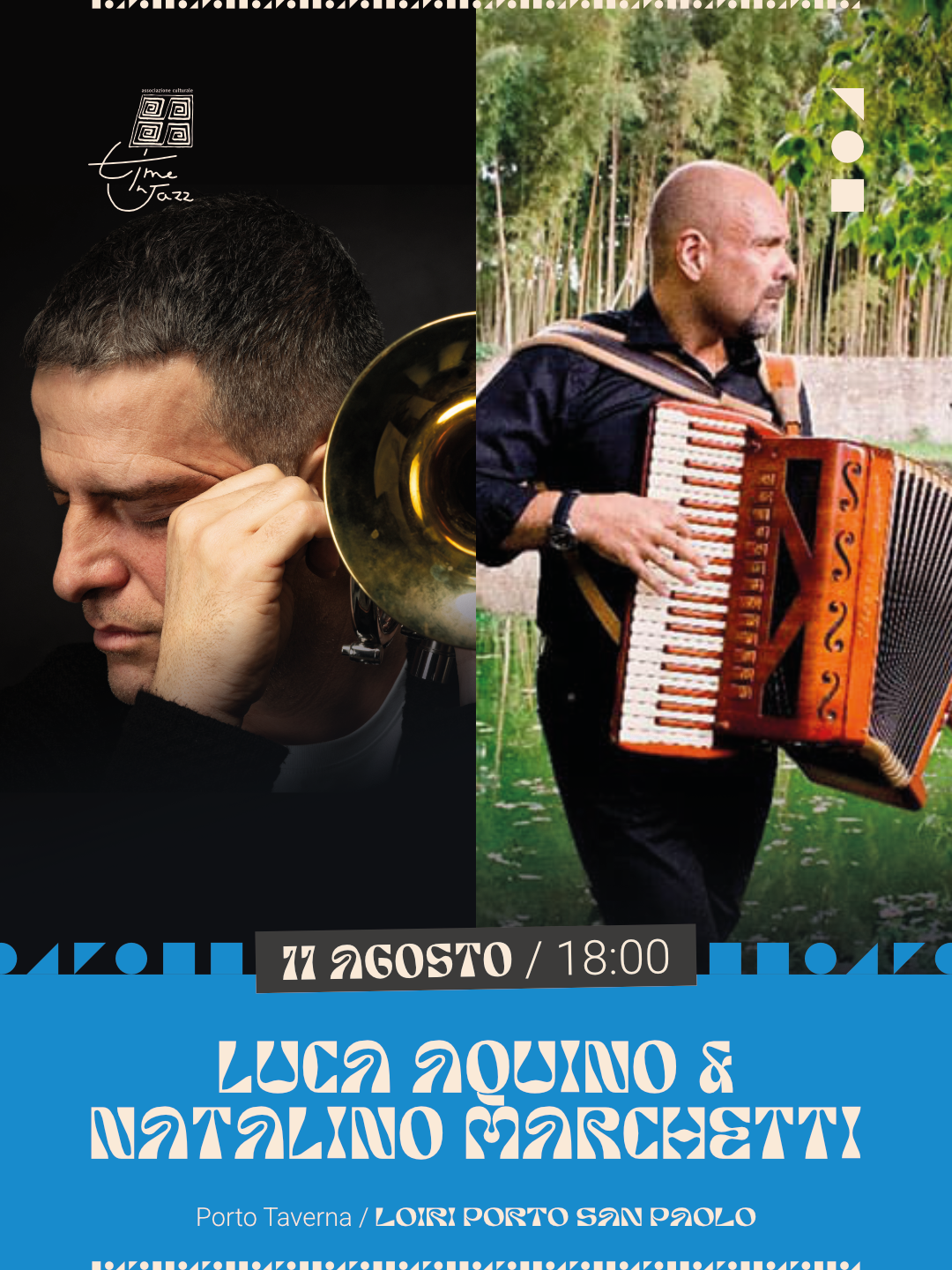 Locandina time in jazz 11.8.2026 porto taverna